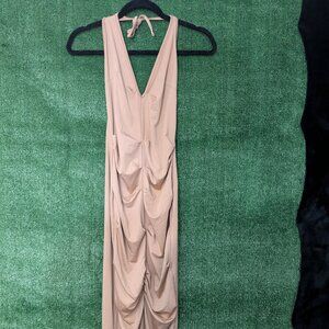 Shein Light Brown / Cream Ruched Long Dress